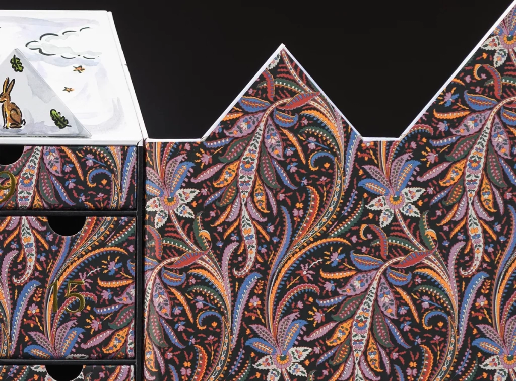 Liberty 2024 advent calendar with top drawers open