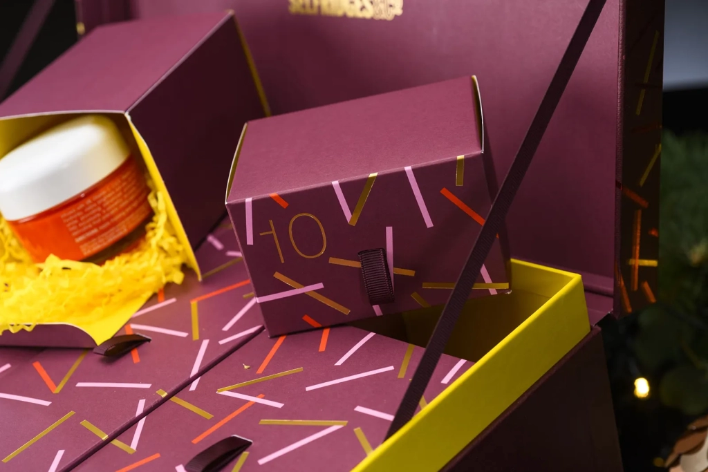 Selfridges 2023 beauty advent calendar detailed angle with partially open drawer